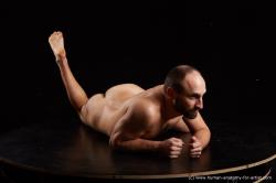 Nude Man White Laying poses - ALL Slim Short Brown Laying poses - on stomach Standard Photoshoot Realistic
